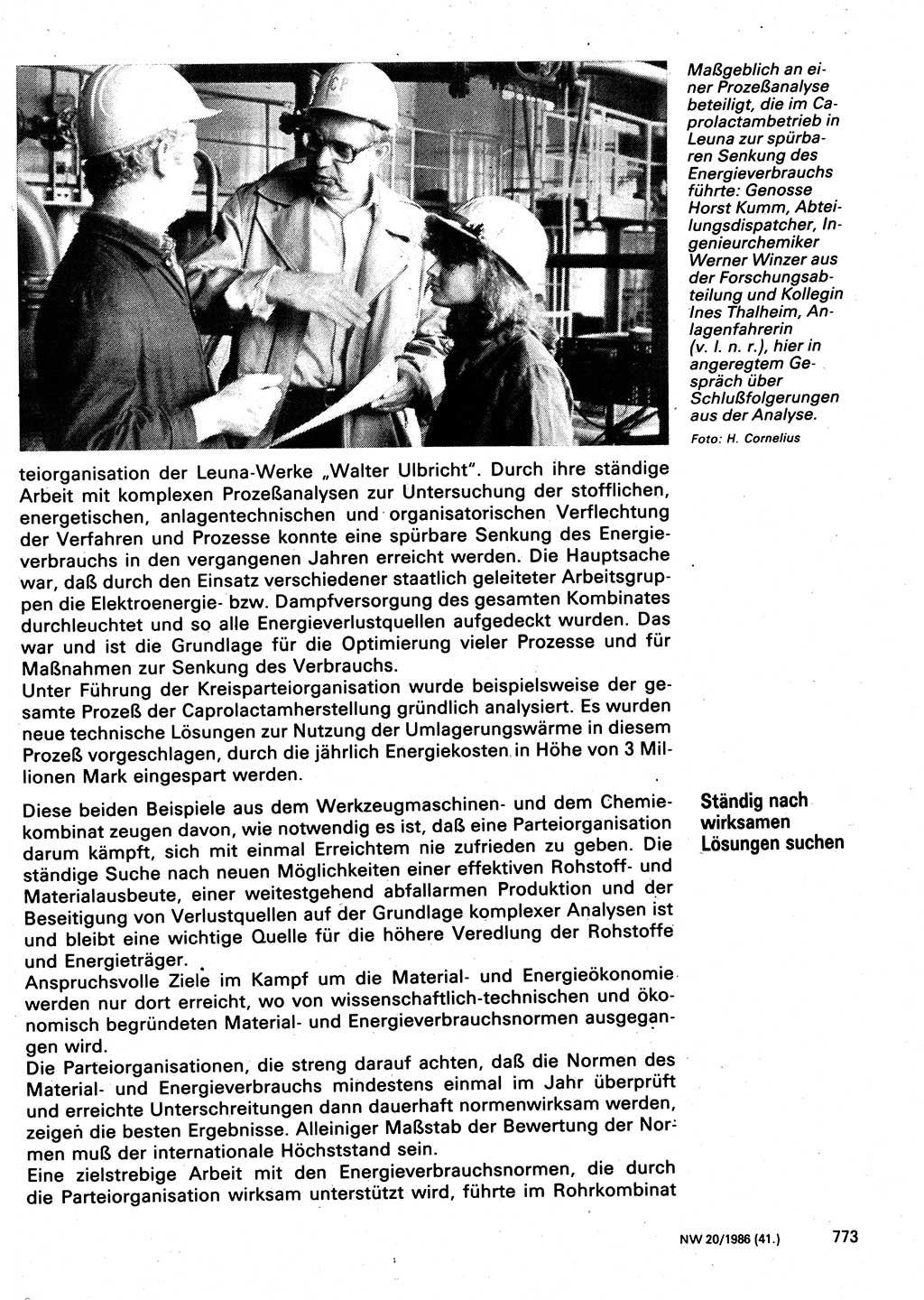 Neuer Weg (NW), Organ des Zentralkomitees (ZK) der SED (Sozialistische Einheitspartei Deutschlands) für Fragen des Parteilebens, 41. Jahrgang [Deutsche Demokratische Republik (DDR)] 1986, Seite 773 (NW ZK SED DDR 1986, S. 773)