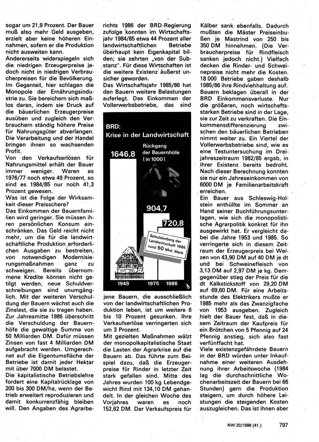 Neuer Weg (NW), Organ des Zentralkomitees (ZK) der SED (Sozialistische Einheitspartei Deutschlands) für Fragen des Parteilebens, 41. Jahrgang [Deutsche Demokratische Republik (DDR)] 1986, Seite 797 (NW ZK SED DDR 1986, S. 797)