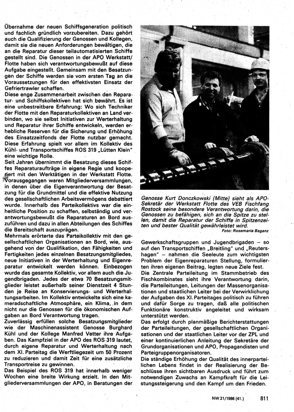 Neuer Weg (NW), Organ des Zentralkomitees (ZK) der SED (Sozialistische Einheitspartei Deutschlands) für Fragen des Parteilebens, 41. Jahrgang [Deutsche Demokratische Republik (DDR)] 1986, Seite 811 (NW ZK SED DDR 1986, S. 811)