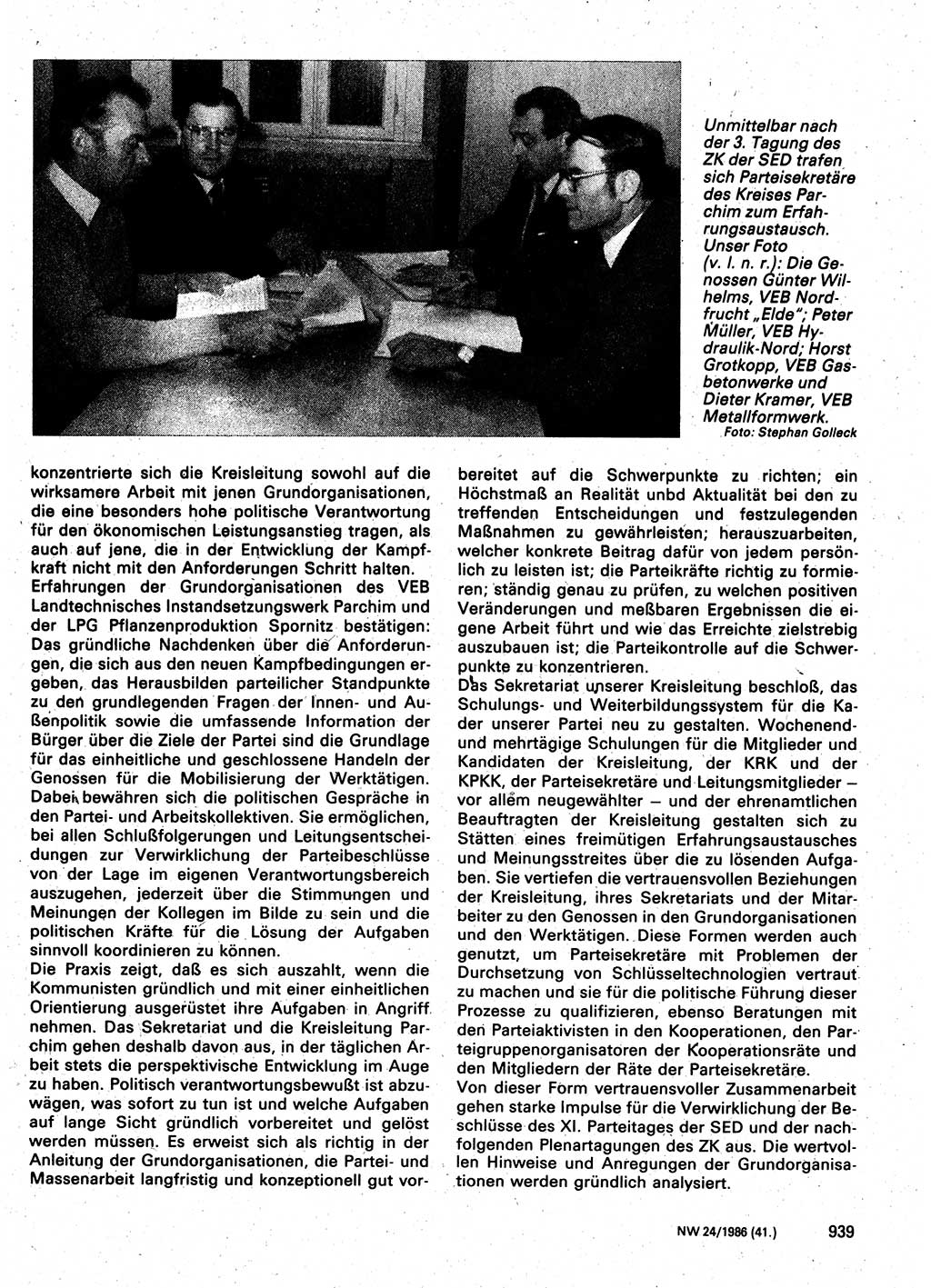 Neuer Weg (NW), Organ des Zentralkomitees (ZK) der SED (Sozialistische Einheitspartei Deutschlands) für Fragen des Parteilebens, 41. Jahrgang [Deutsche Demokratische Republik (DDR)] 1986, Seite 939 (NW ZK SED DDR 1986, S. 939)