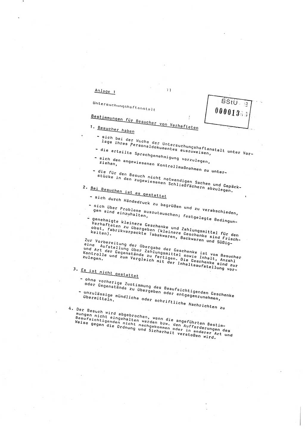 Ordnung Nr. 2/86 zur Organisierung, Durchführung und Kontrolle des Besucherverkehrs in den Untersuchungshaftanstalten (UHA) des MfS, Besucherordnung, Ministerium für Staatssicherheit (MfS) [Deutsche Demokratische Republik (DDR)], Abteilung ⅩⅣ, Leiter, Vertrauliche Verschlußsache (VVS) o008-15/86, Berlin, 29.1.1986, Seite 11 (Ordn. 2/86 MfS DDR Abt. ⅩⅣ Ltr. VVS o008-15/86 1986, S. 11)