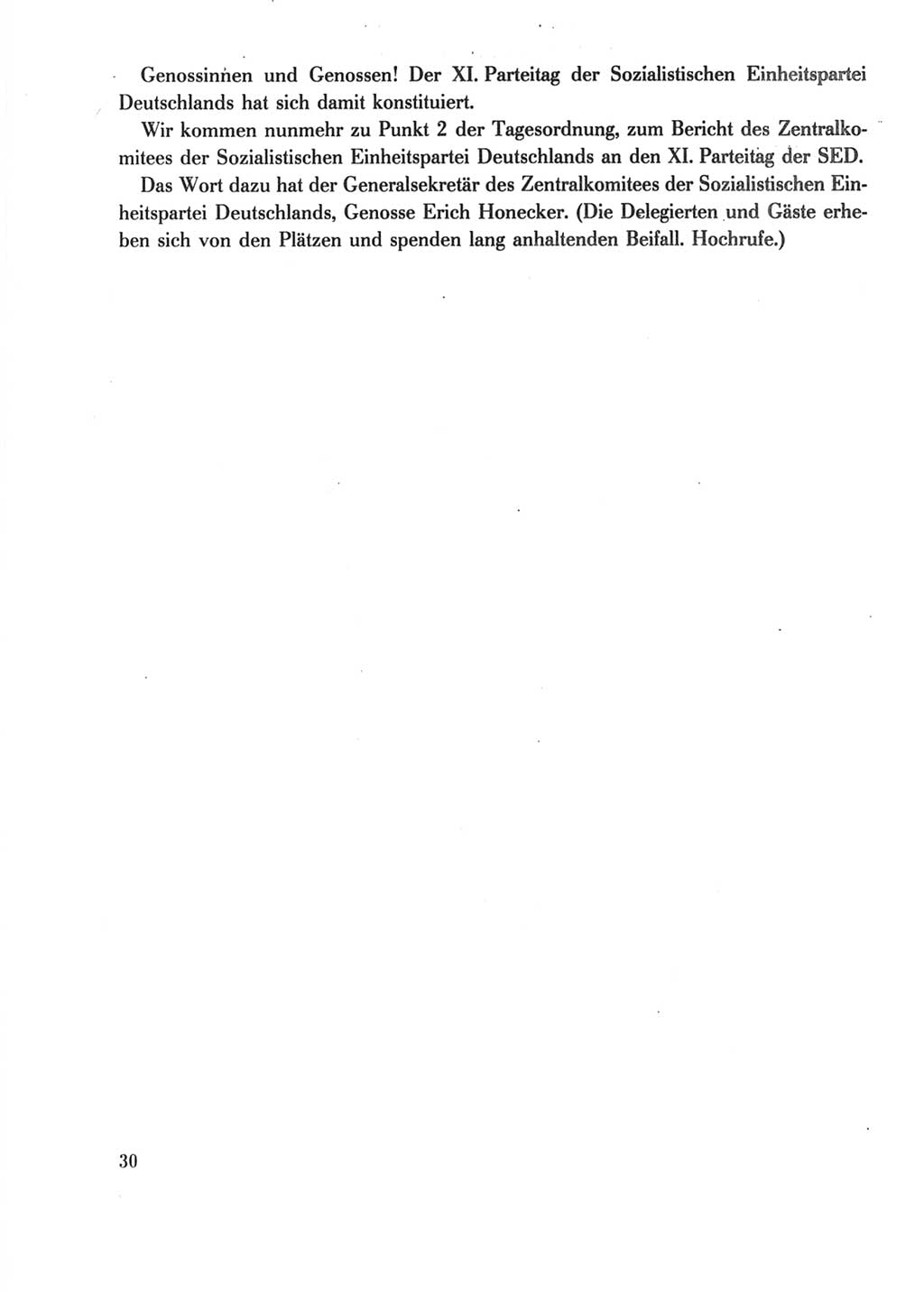 Protokoll der Verhandlungen des Ⅺ. Parteitages der Sozialistischen Einheitspartei Deutschlands (SED) [Deutsche Demokratische Republik (DDR)] 1986, Seite 30