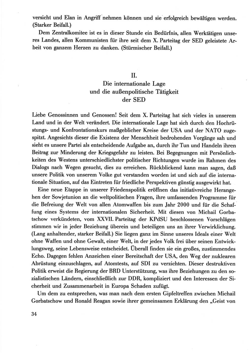Protokoll der Verhandlungen des Ⅺ. Parteitages der Sozialistischen Einheitspartei Deutschlands (SED) [Deutsche Demokratische Republik (DDR)] 1986, Seite 34