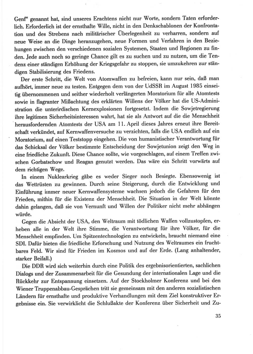 Protokoll der Verhandlungen des Ⅺ. Parteitages der Sozialistischen Einheitspartei Deutschlands (SED) [Deutsche Demokratische Republik (DDR)] 1986, Seite 35