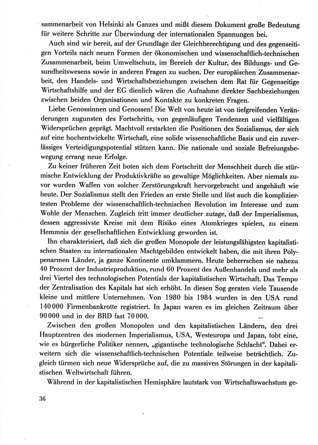 Protokoll der Verhandlungen des Ⅺ. Parteitages der Sozialistischen Einheitspartei Deutschlands (SED) [Deutsche Demokratische Republik (DDR)] 1986, Seite 36