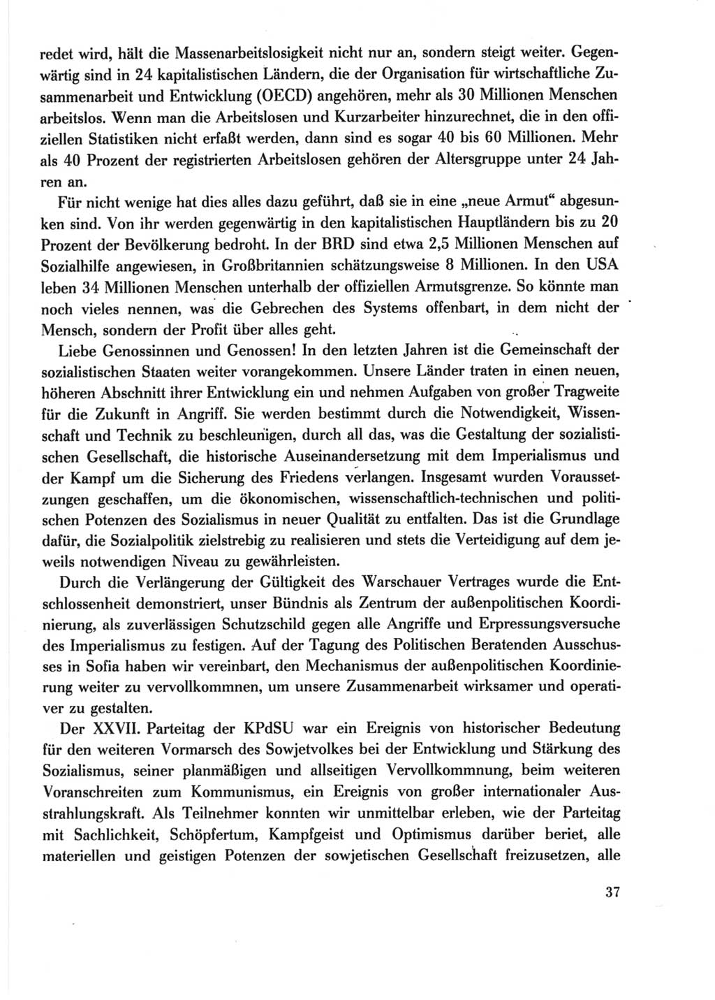 Protokoll der Verhandlungen des Ⅺ. Parteitages der Sozialistischen Einheitspartei Deutschlands (SED) [Deutsche Demokratische Republik (DDR)] 1986, Seite 37