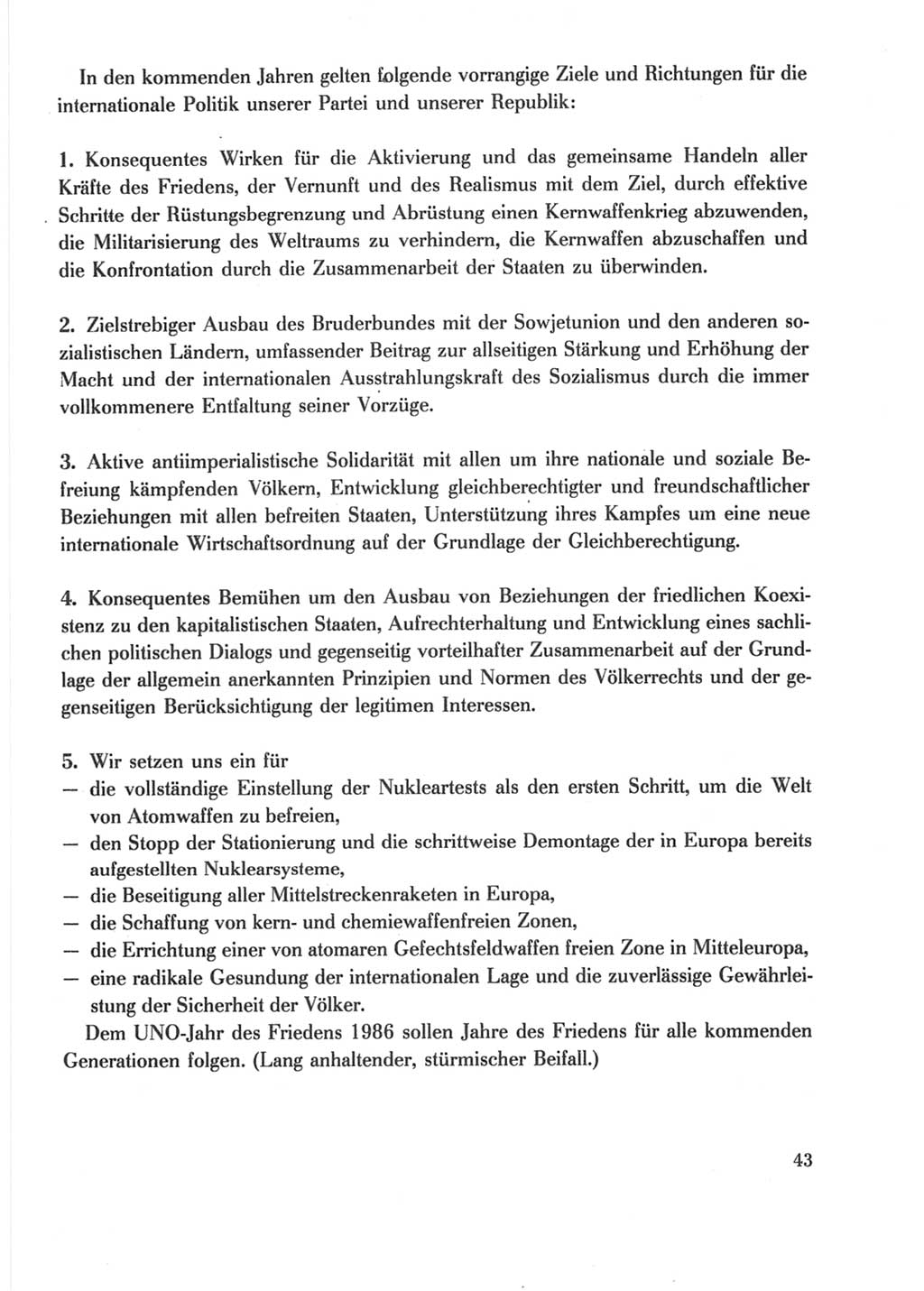 Protokoll der Verhandlungen des Ⅺ. Parteitages der Sozialistischen Einheitspartei Deutschlands (SED) [Deutsche Demokratische Republik (DDR)] 1986, Seite 43