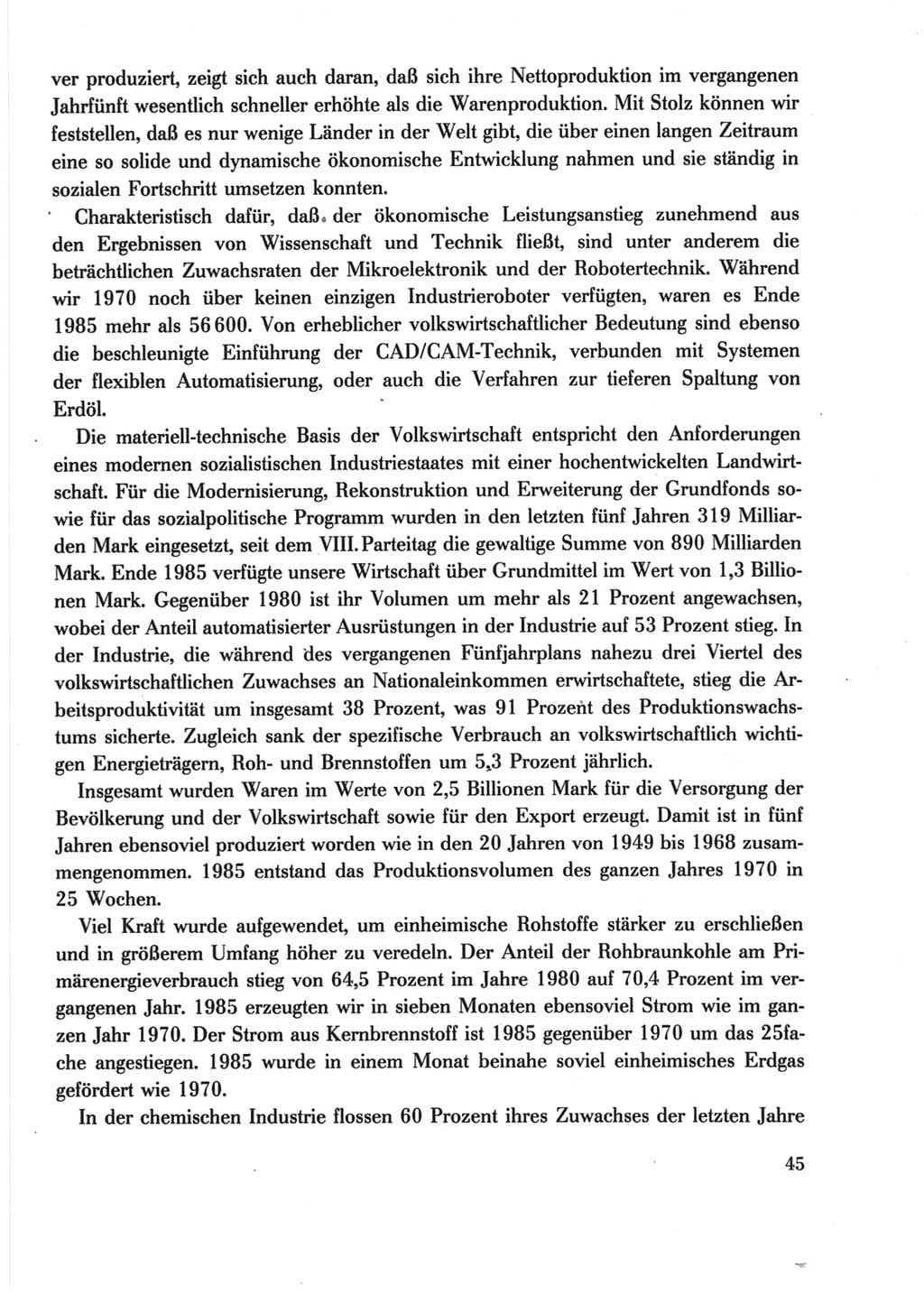 Protokoll der Verhandlungen des Ⅺ. Parteitages der Sozialistischen Einheitspartei Deutschlands (SED) [Deutsche Demokratische Republik (DDR)] 1986, Seite 45