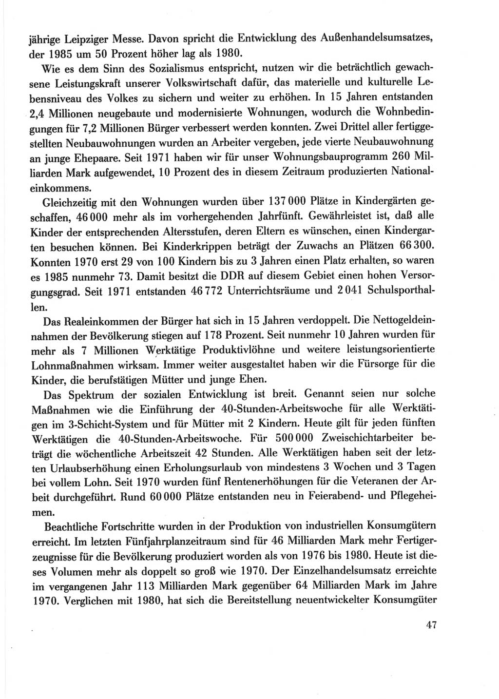 Protokoll der Verhandlungen des Ⅺ. Parteitages der Sozialistischen Einheitspartei Deutschlands (SED) [Deutsche Demokratische Republik (DDR)] 1986, Seite 47