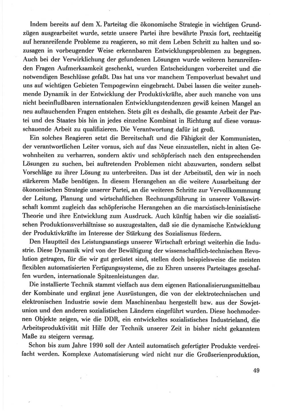 Protokoll der Verhandlungen des Ⅺ. Parteitages der Sozialistischen Einheitspartei Deutschlands (SED) [Deutsche Demokratische Republik (DDR)] 1986, Seite 49