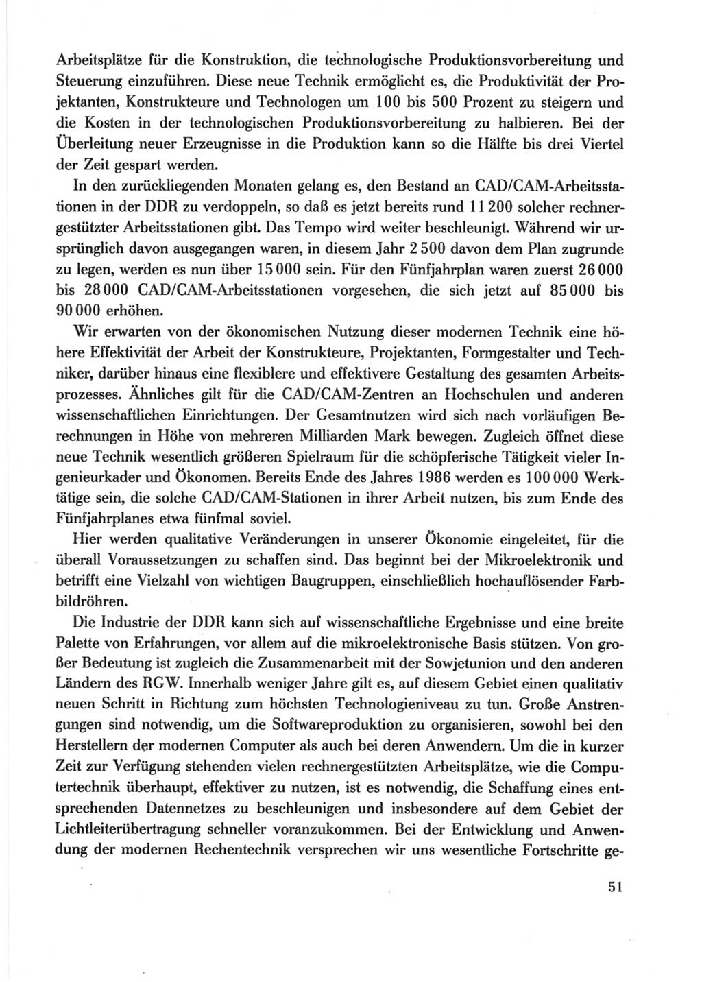 Protokoll der Verhandlungen des Ⅺ. Parteitages der Sozialistischen Einheitspartei Deutschlands (SED) [Deutsche Demokratische Republik (DDR)] 1986, Seite 51