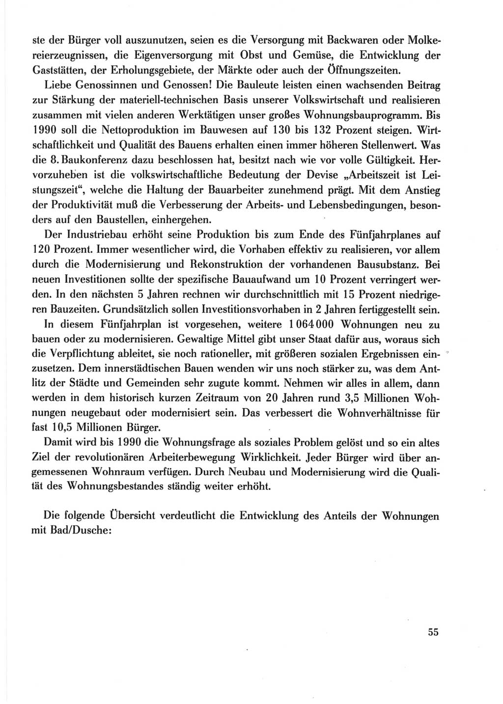 Protokoll der Verhandlungen des Ⅺ. Parteitages der Sozialistischen Einheitspartei Deutschlands (SED) [Deutsche Demokratische Republik (DDR)] 1986, Seite 55