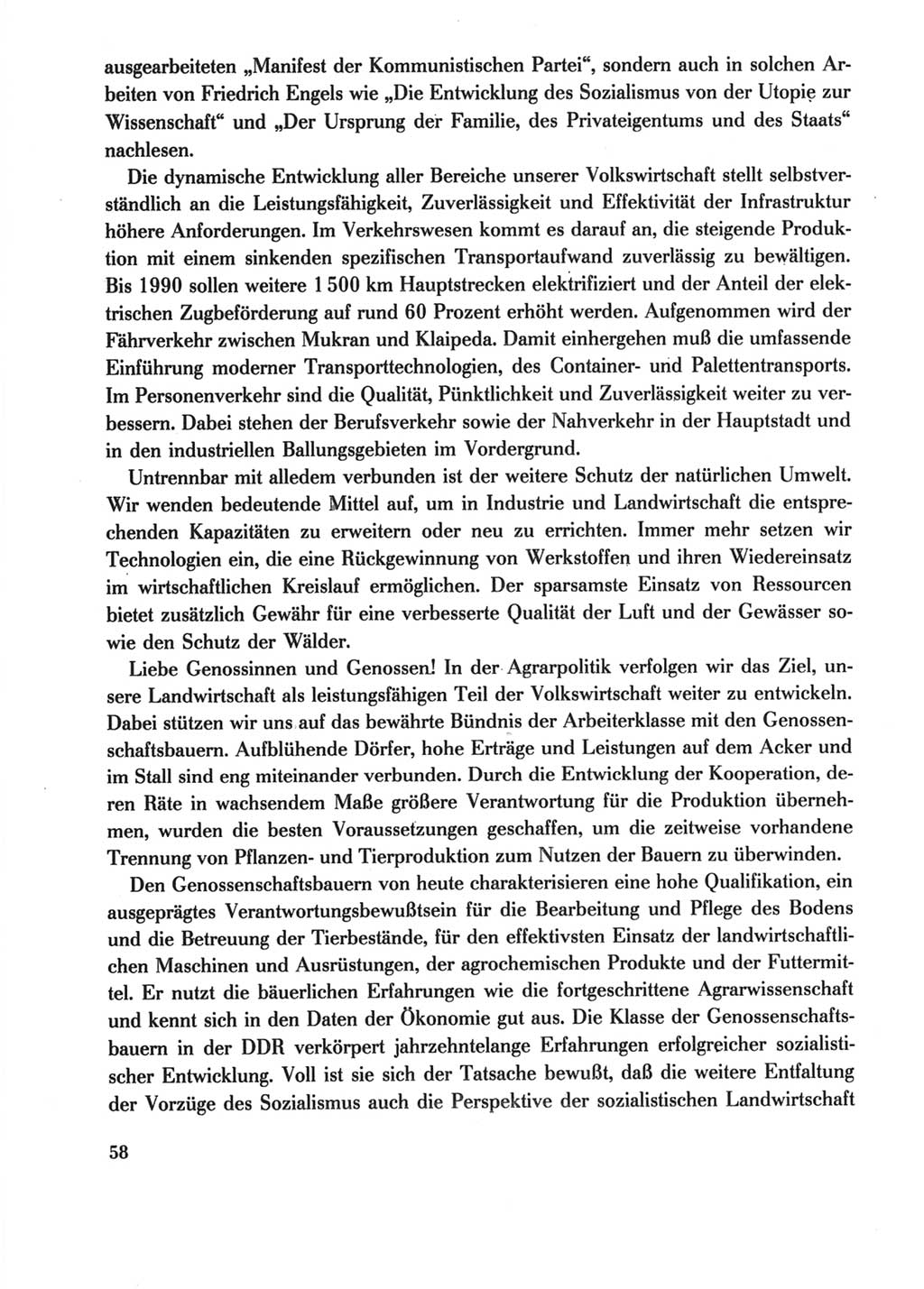 Protokoll der Verhandlungen des Ⅺ. Parteitages der Sozialistischen Einheitspartei Deutschlands (SED) [Deutsche Demokratische Republik (DDR)] 1986, Seite 58