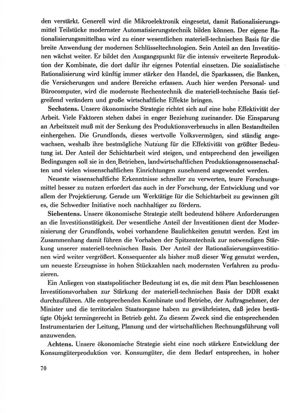 Protokoll der Verhandlungen des Ⅺ. Parteitages der Sozialistischen Einheitspartei Deutschlands (SED) [Deutsche Demokratische Republik (DDR)] 1986, Seite 70
