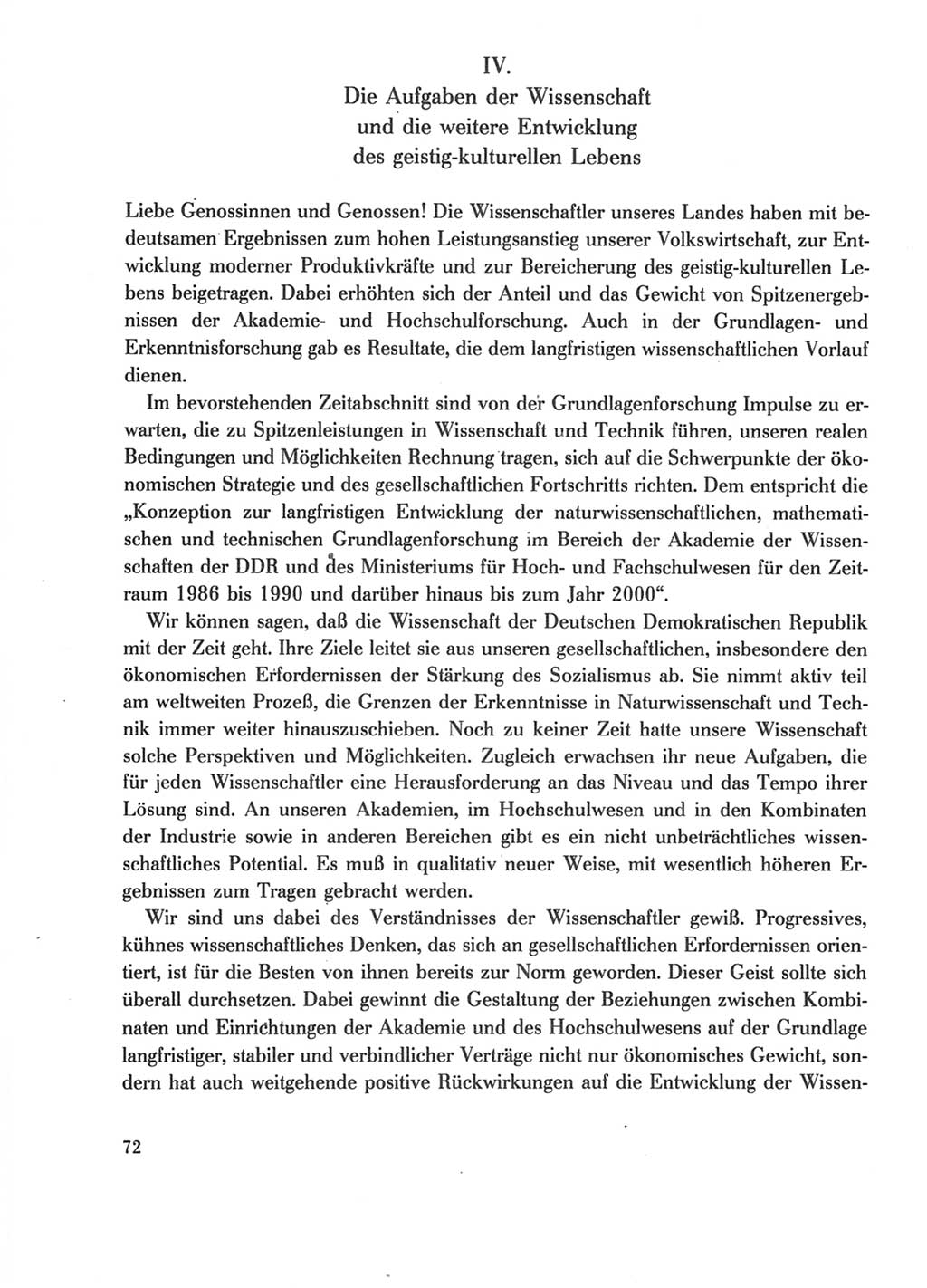 Protokoll der Verhandlungen des Ⅺ. Parteitages der Sozialistischen Einheitspartei Deutschlands (SED) [Deutsche Demokratische Republik (DDR)] 1986, Seite 72