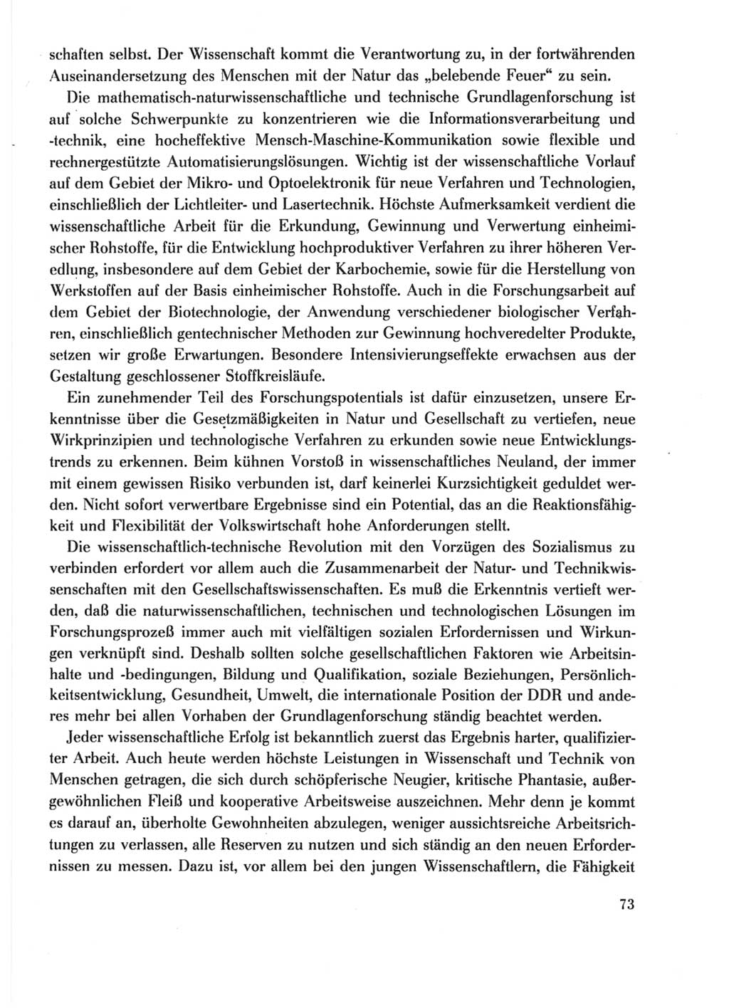 Protokoll der Verhandlungen des Ⅺ. Parteitages der Sozialistischen Einheitspartei Deutschlands (SED) [Deutsche Demokratische Republik (DDR)] 1986, Seite 73