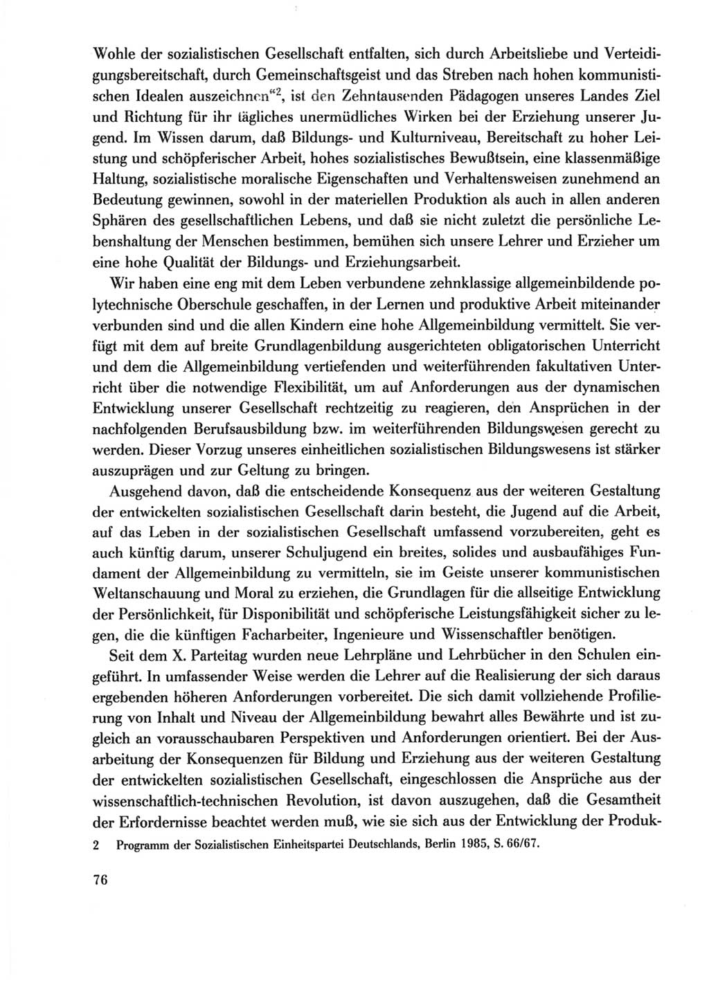 Protokoll der Verhandlungen des Ⅺ. Parteitages der Sozialistischen Einheitspartei Deutschlands (SED) [Deutsche Demokratische Republik (DDR)] 1986, Seite 76