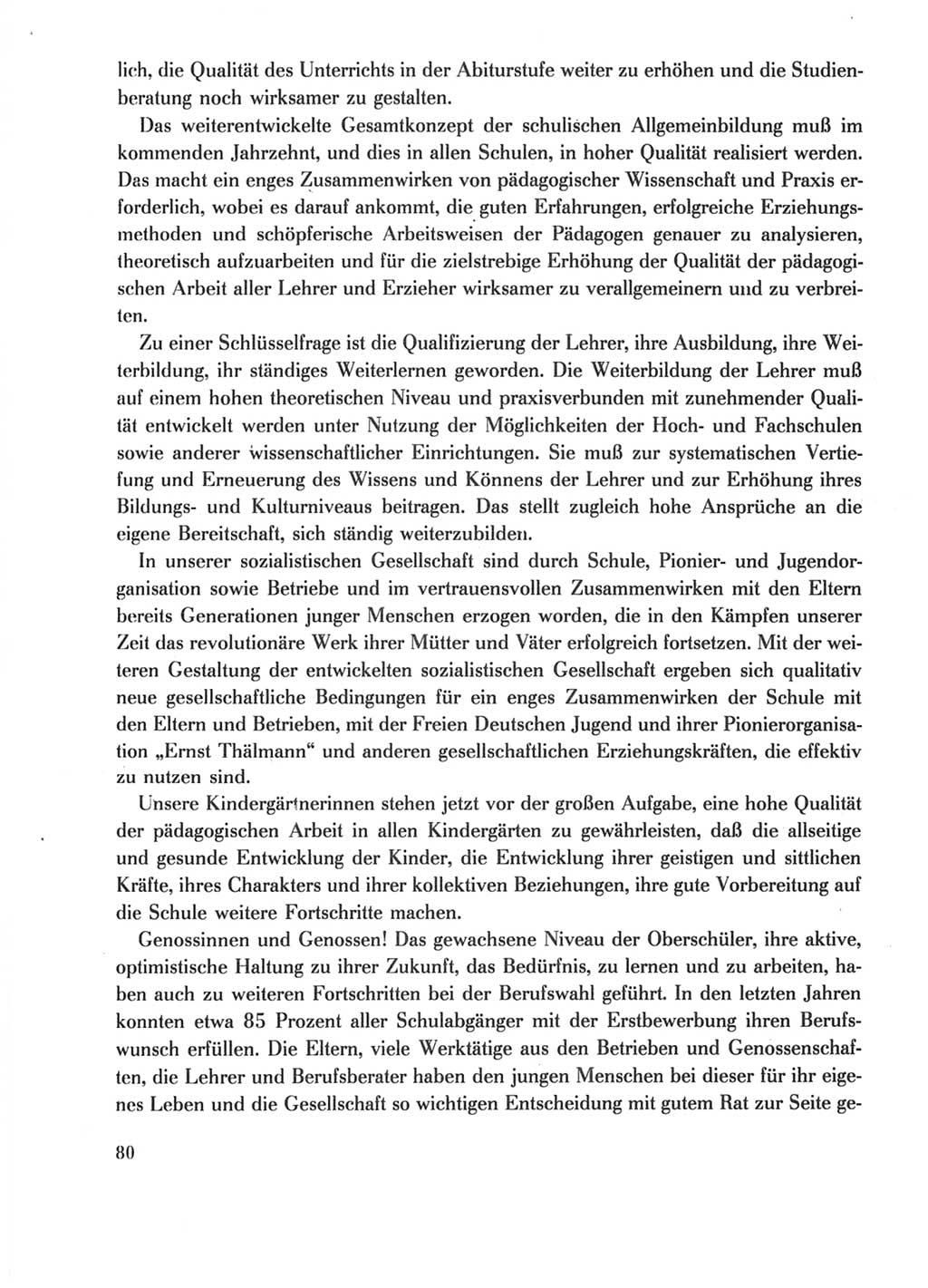 Protokoll der Verhandlungen des Ⅺ. Parteitages der Sozialistischen Einheitspartei Deutschlands (SED) [Deutsche Demokratische Republik (DDR)] 1986, Seite 80