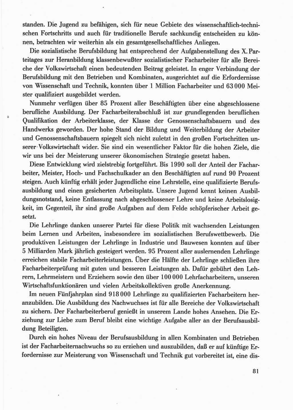 Protokoll der Verhandlungen des Ⅺ. Parteitages der Sozialistischen Einheitspartei Deutschlands (SED) [Deutsche Demokratische Republik (DDR)] 1986, Seite 81