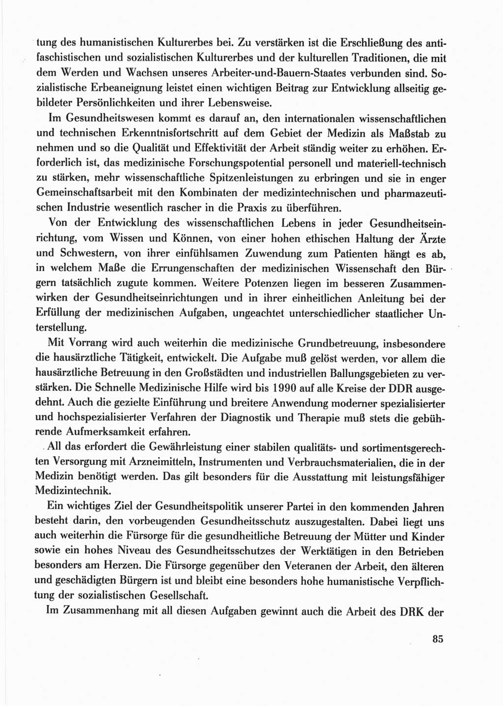 Protokoll der Verhandlungen des Ⅺ. Parteitages der Sozialistischen Einheitspartei Deutschlands (SED) [Deutsche Demokratische Republik (DDR)] 1986, Seite 85