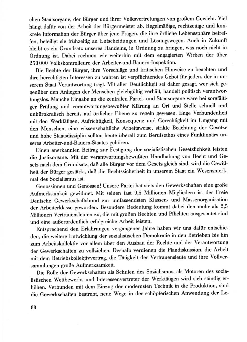 Protokoll der Verhandlungen des Ⅺ. Parteitages der Sozialistischen Einheitspartei Deutschlands (SED) [Deutsche Demokratische Republik (DDR)] 1986, Seite 88
