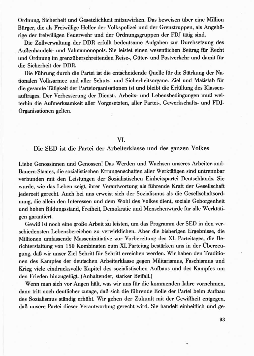 Protokoll der Verhandlungen des Ⅺ. Parteitages der Sozialistischen Einheitspartei Deutschlands (SED) [Deutsche Demokratische Republik (DDR)] 1986, Seite 93