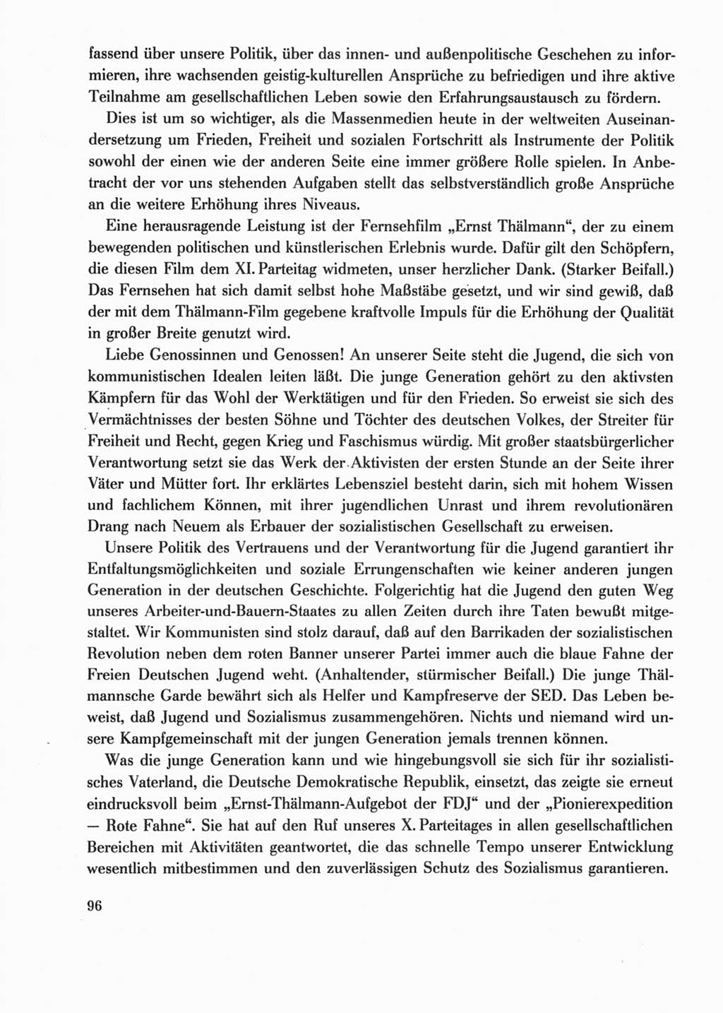 Protokoll der Verhandlungen des Ⅺ. Parteitages der Sozialistischen Einheitspartei Deutschlands (SED) [Deutsche Demokratische Republik (DDR)] 1986, Seite 96