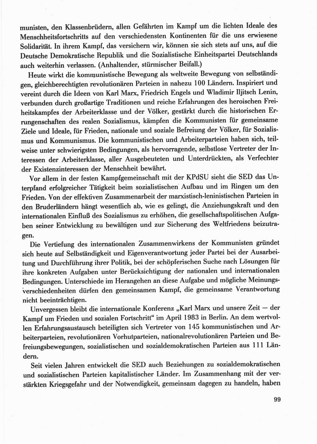 Protokoll der Verhandlungen des Ⅺ. Parteitages der Sozialistischen Einheitspartei Deutschlands (SED) [Deutsche Demokratische Republik (DDR)] 1986, Seite 99