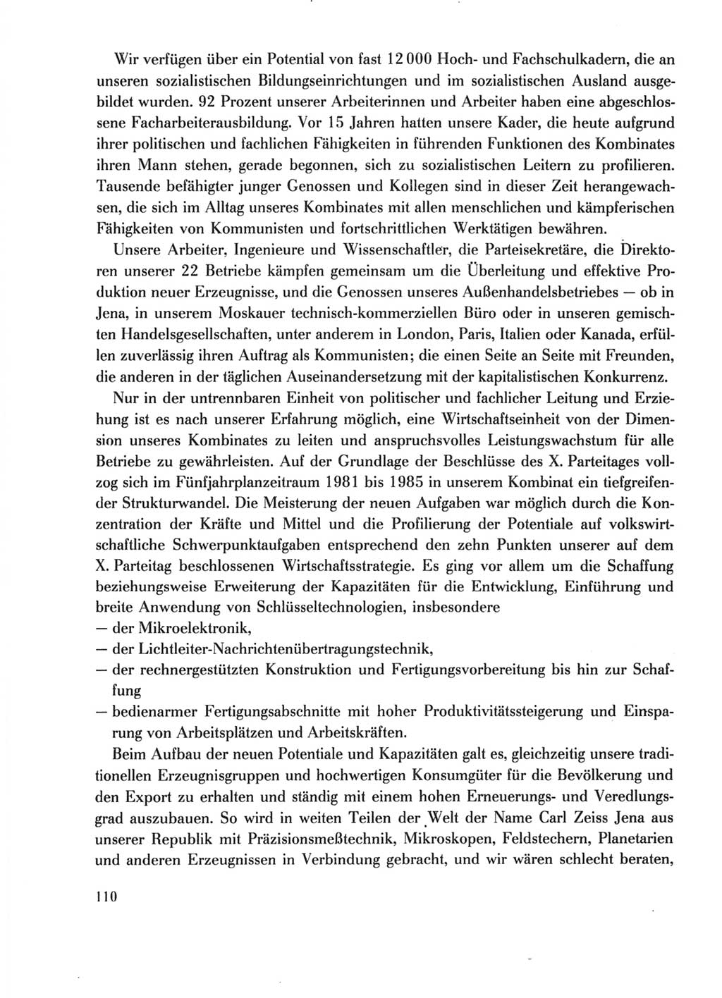 Protokoll der Verhandlungen des Ⅺ. Parteitages der Sozialistischen Einheitspartei Deutschlands (SED) [Deutsche Demokratische Republik (DDR)] 1986, Seite 110