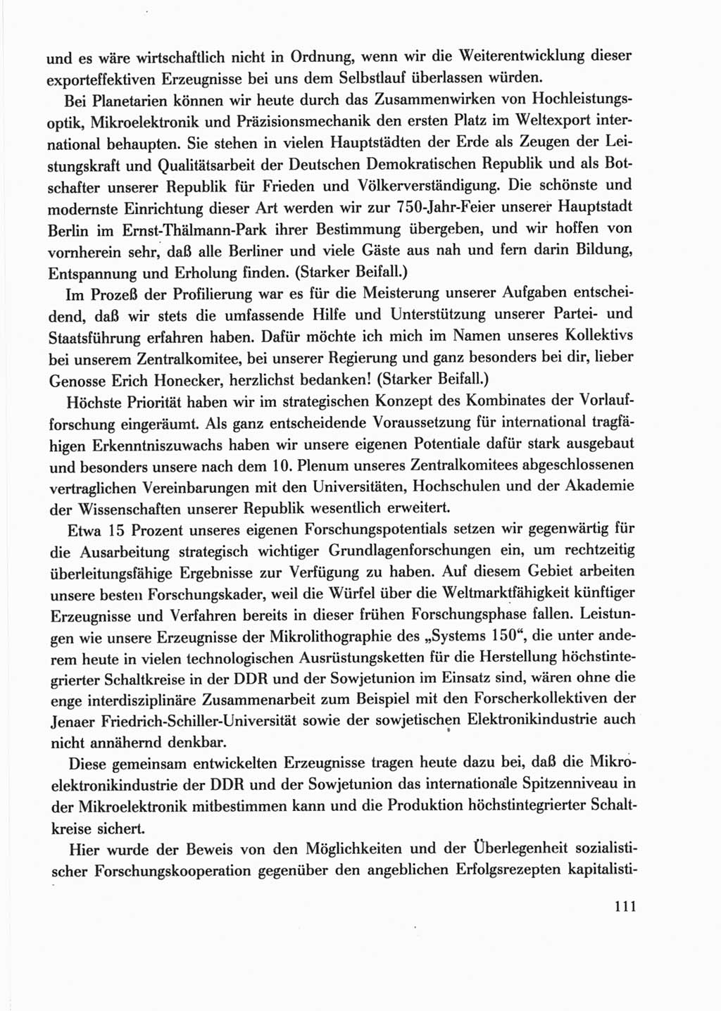 Protokoll der Verhandlungen des Ⅺ. Parteitages der Sozialistischen Einheitspartei Deutschlands (SED) [Deutsche Demokratische Republik (DDR)] 1986, Seite 111