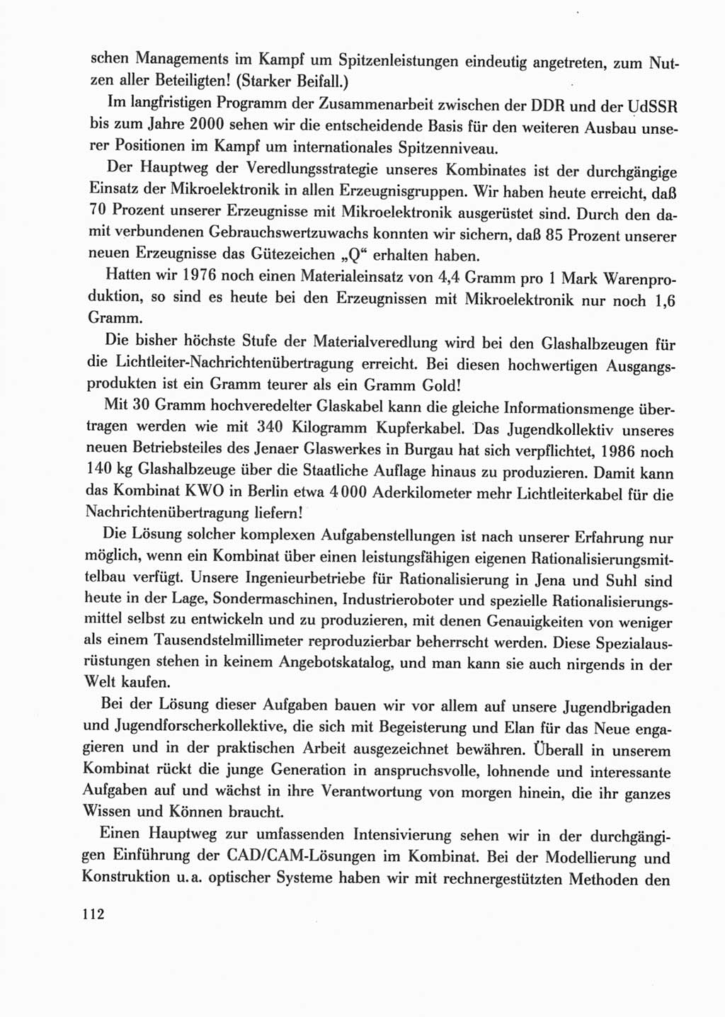 Protokoll der Verhandlungen des Ⅺ. Parteitages der Sozialistischen Einheitspartei Deutschlands (SED) [Deutsche Demokratische Republik (DDR)] 1986, Seite 112