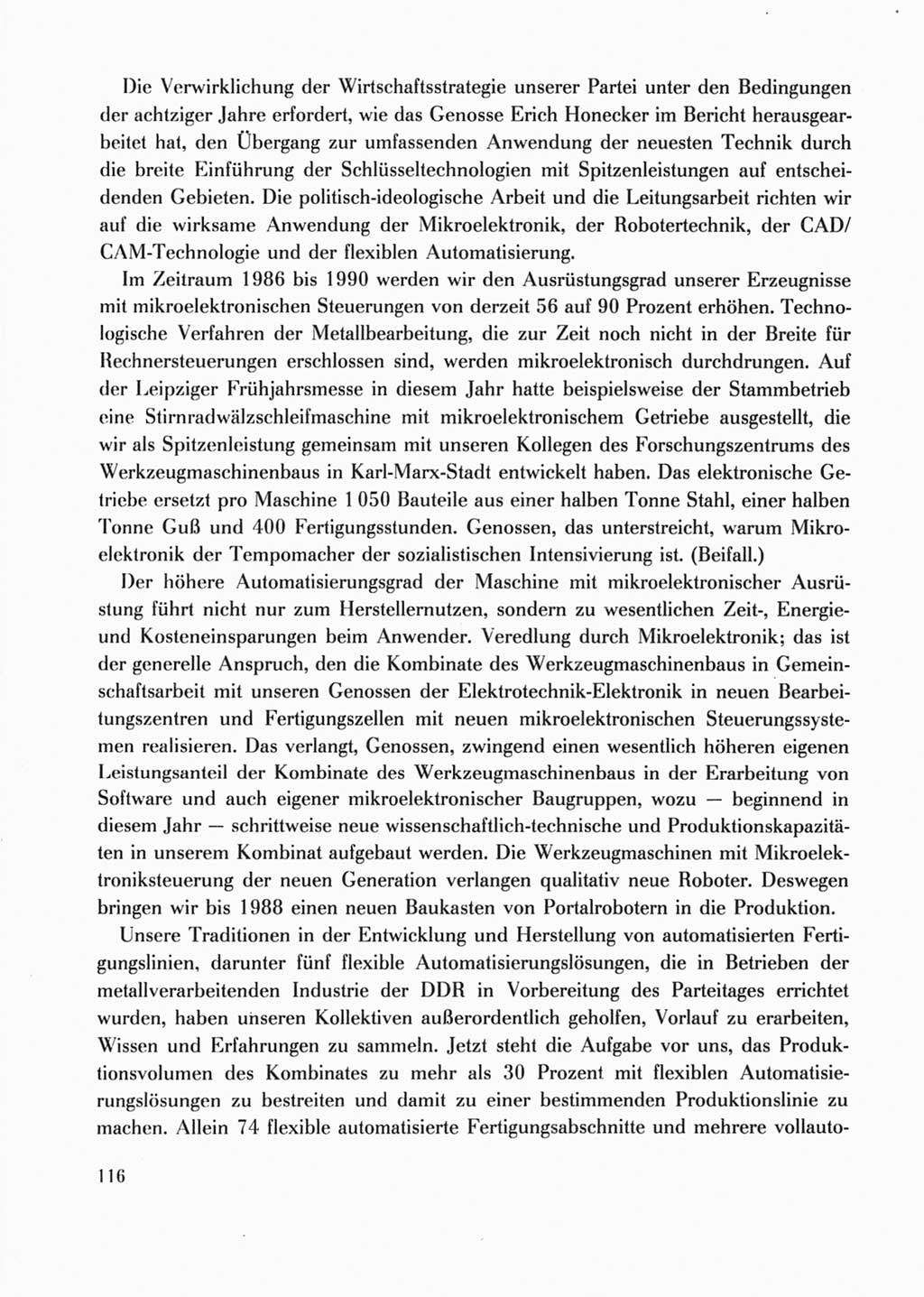 Protokoll der Verhandlungen des Ⅺ. Parteitages der Sozialistischen Einheitspartei Deutschlands (SED) [Deutsche Demokratische Republik (DDR)] 1986, Seite 116