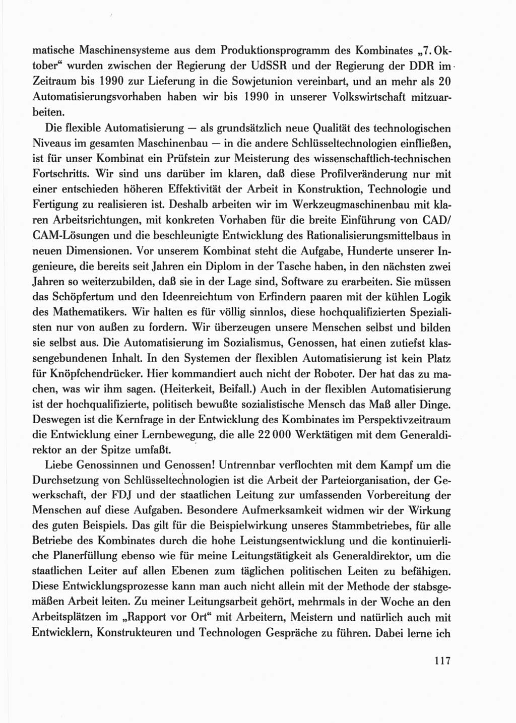 Protokoll der Verhandlungen des Ⅺ. Parteitages der Sozialistischen Einheitspartei Deutschlands (SED) [Deutsche Demokratische Republik (DDR)] 1986, Seite 117