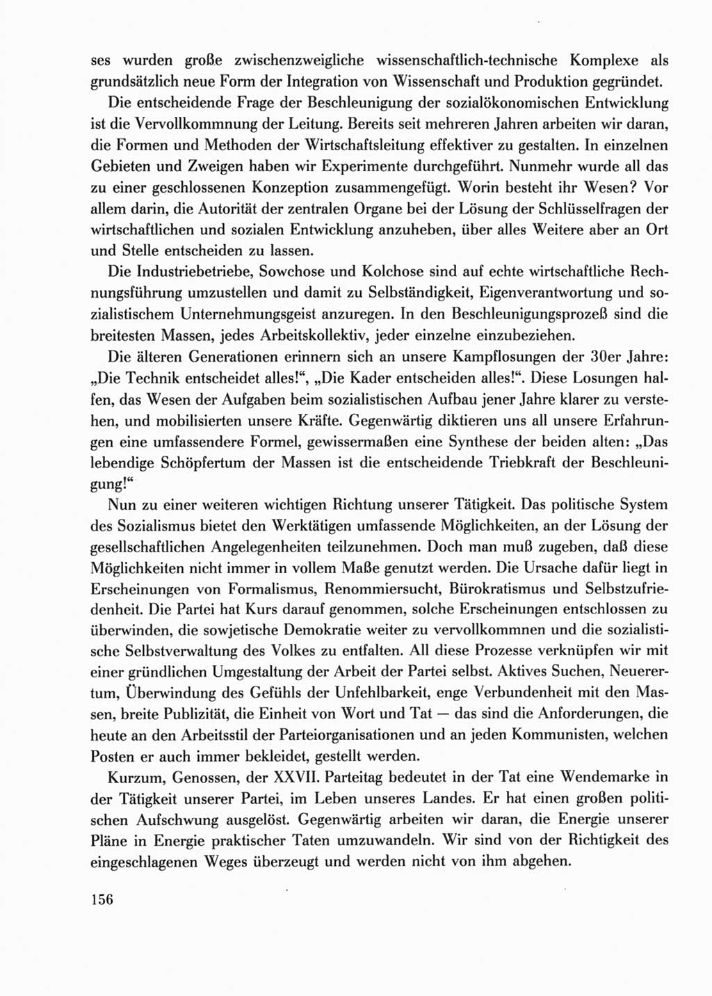 Protokoll der Verhandlungen des Ⅺ. Parteitages der Sozialistischen Einheitspartei Deutschlands (SED) [Deutsche Demokratische Republik (DDR)] 1986, Seite 156