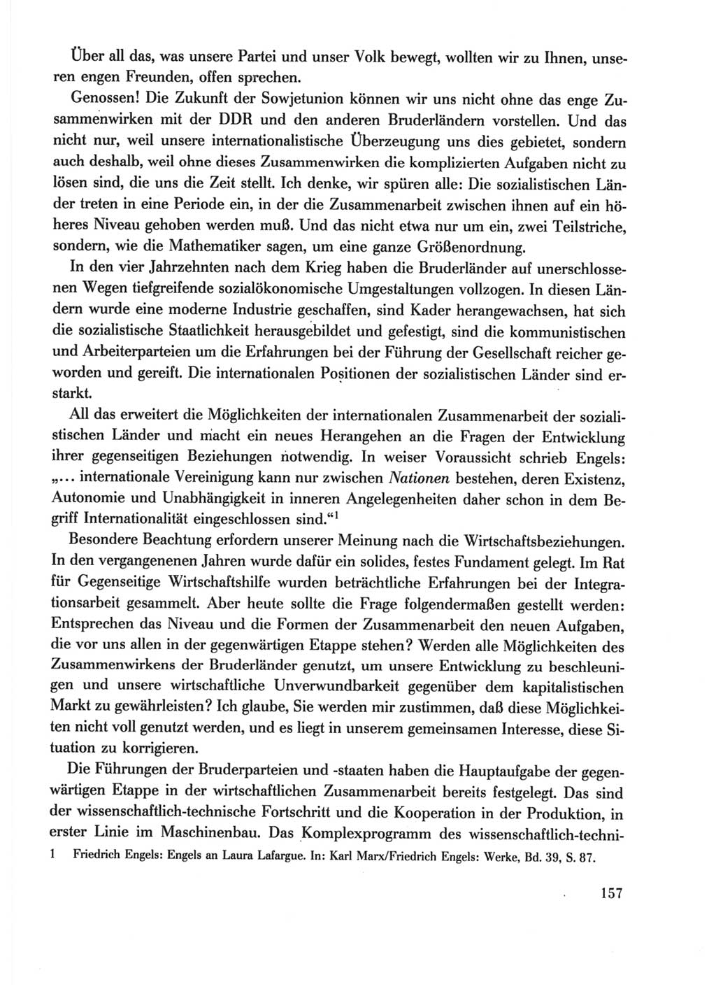 Protokoll der Verhandlungen des Ⅺ. Parteitages der Sozialistischen Einheitspartei Deutschlands (SED) [Deutsche Demokratische Republik (DDR)] 1986, Seite 157