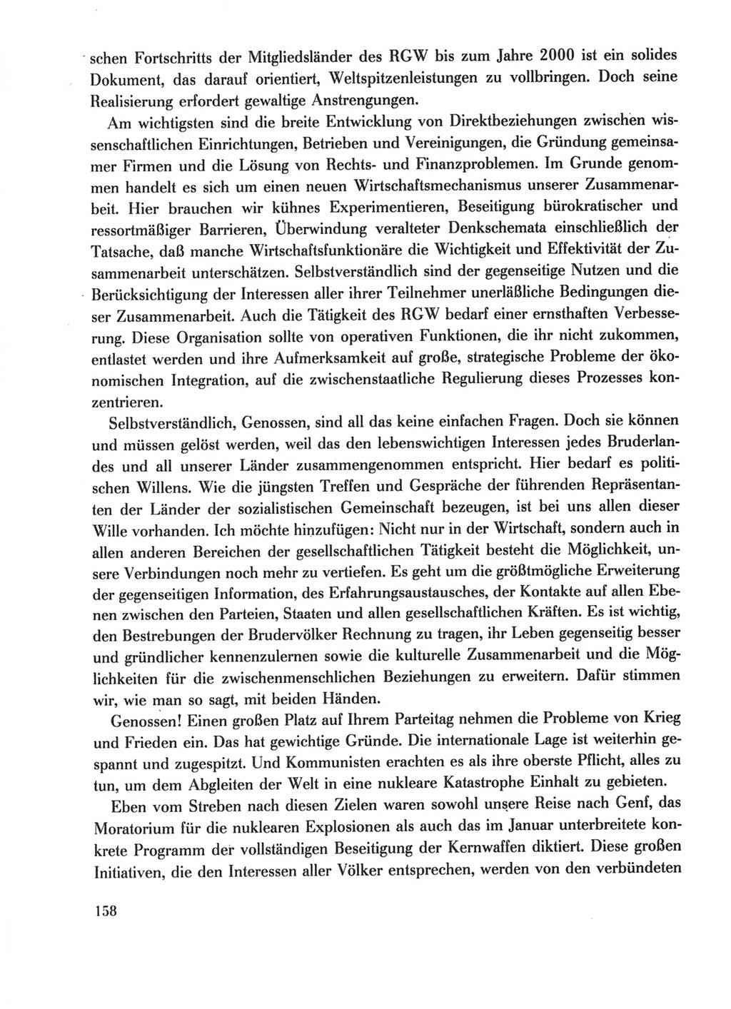 Protokoll der Verhandlungen des Ⅺ. Parteitages der Sozialistischen Einheitspartei Deutschlands (SED) [Deutsche Demokratische Republik (DDR)] 1986, Seite 158