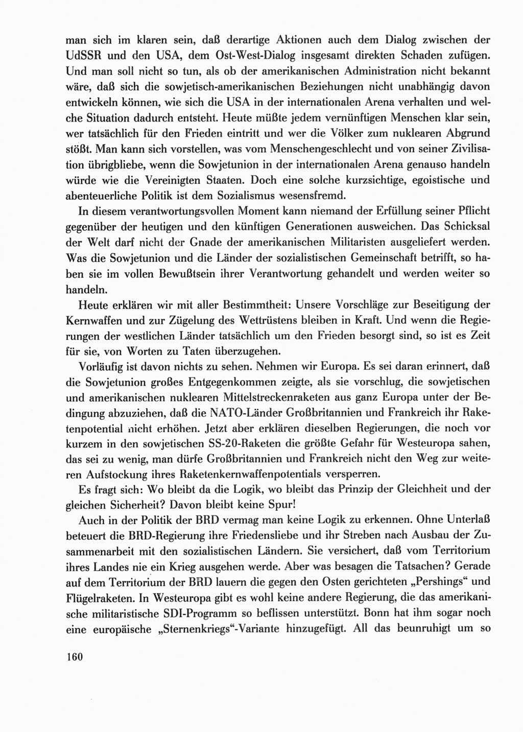Protokoll der Verhandlungen des Ⅺ. Parteitages der Sozialistischen Einheitspartei Deutschlands (SED) [Deutsche Demokratische Republik (DDR)] 1986, Seite 160