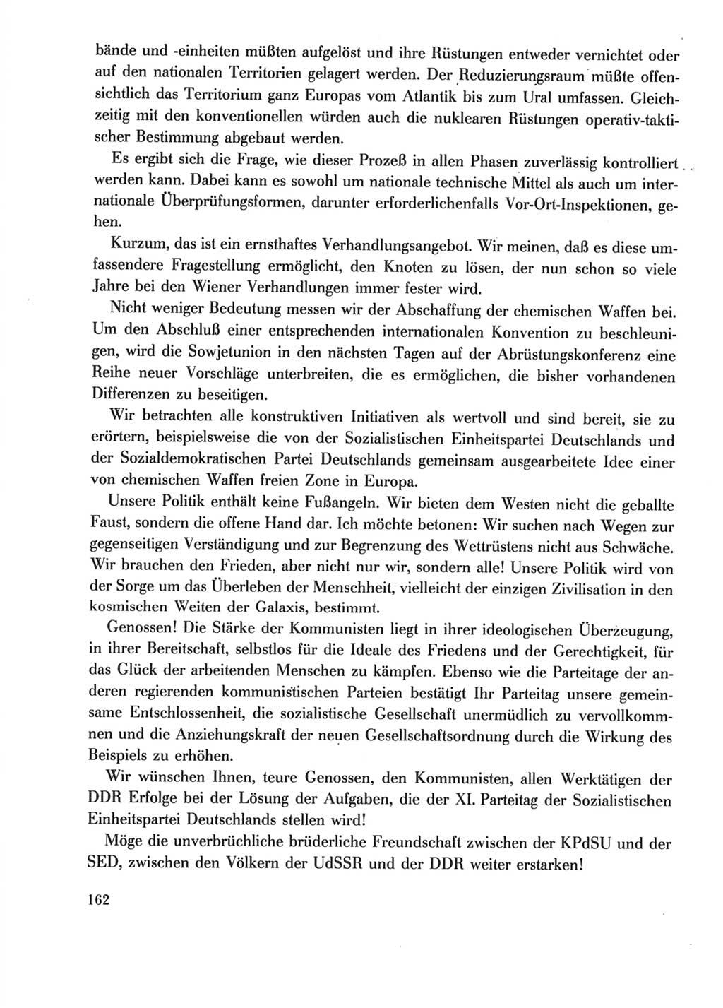 Protokoll der Verhandlungen des Ⅺ. Parteitages der Sozialistischen Einheitspartei Deutschlands (SED) [Deutsche Demokratische Republik (DDR)] 1986, Seite 162