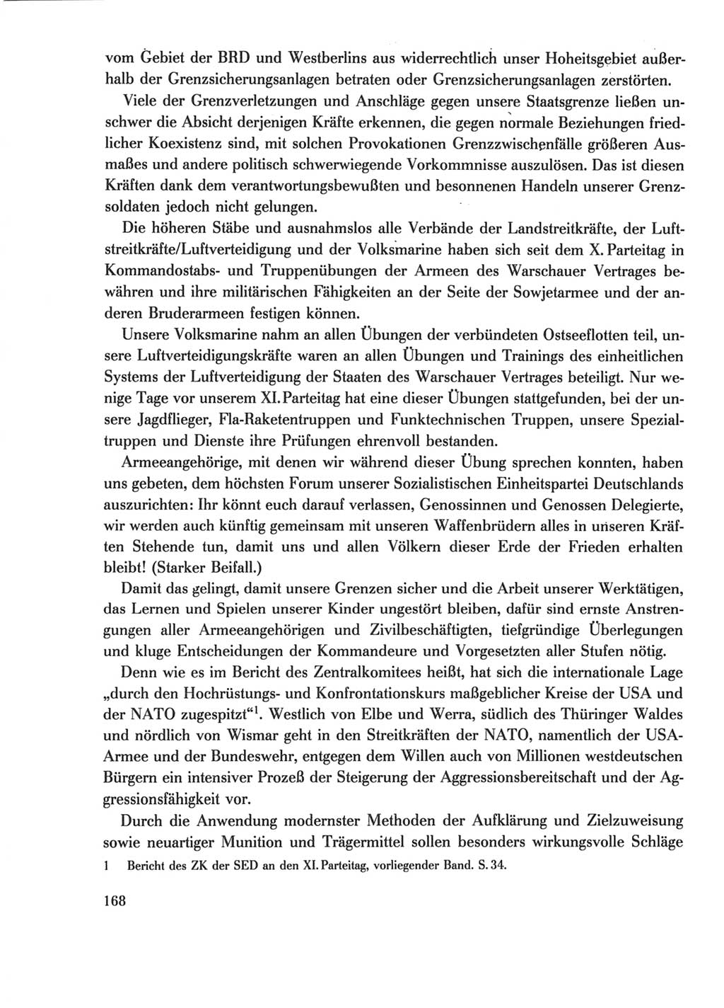 Protokoll der Verhandlungen des Ⅺ. Parteitages der Sozialistischen Einheitspartei Deutschlands (SED) [Deutsche Demokratische Republik (DDR)] 1986, Seite 168