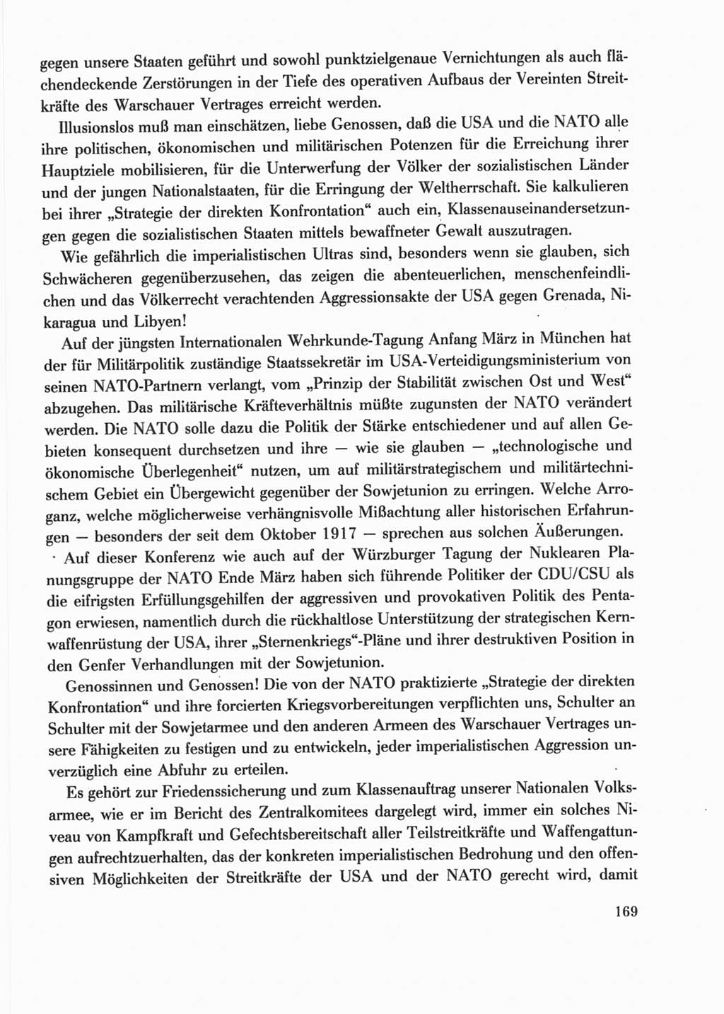 Protokoll der Verhandlungen des Ⅺ. Parteitages der Sozialistischen Einheitspartei Deutschlands (SED) [Deutsche Demokratische Republik (DDR)] 1986, Seite 169