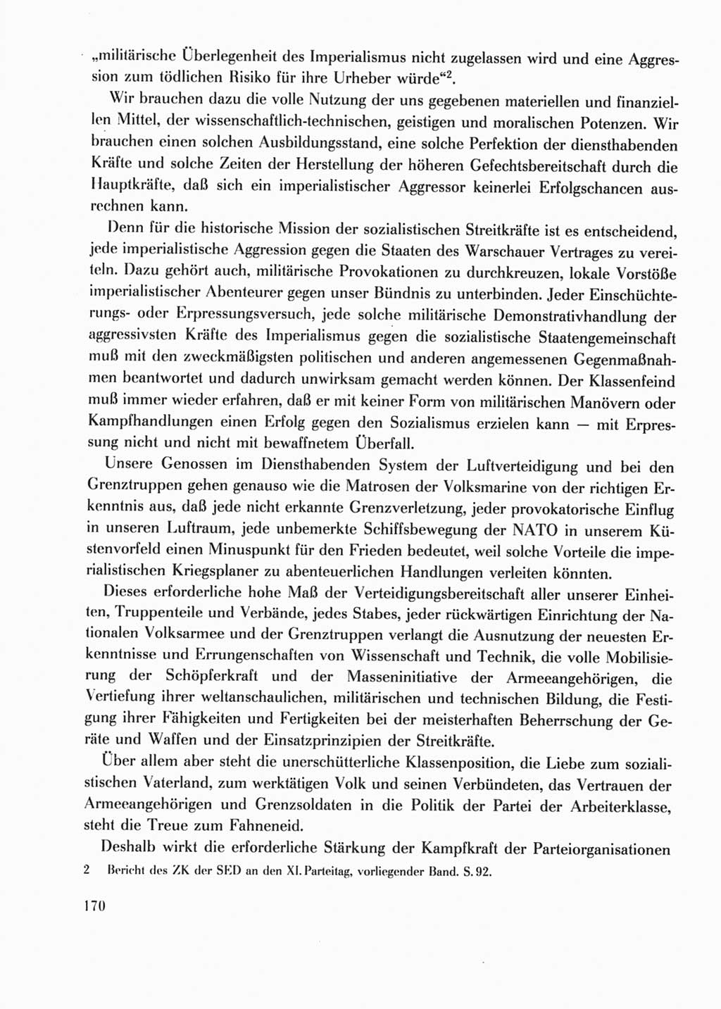 Protokoll der Verhandlungen des Ⅺ. Parteitages der Sozialistischen Einheitspartei Deutschlands (SED) [Deutsche Demokratische Republik (DDR)] 1986, Seite 170
