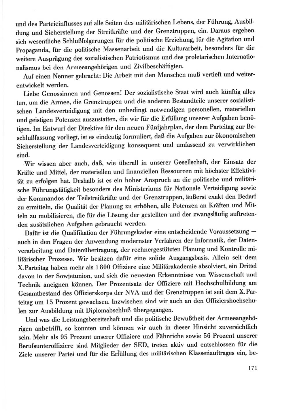 Protokoll der Verhandlungen des Ⅺ. Parteitages der Sozialistischen Einheitspartei Deutschlands (SED) [Deutsche Demokratische Republik (DDR)] 1986, Seite 171