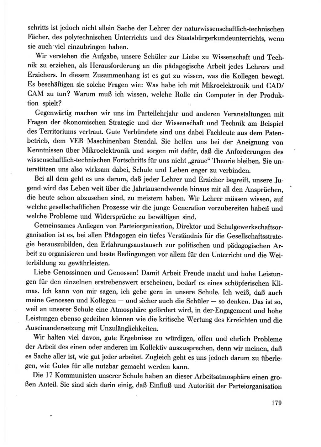 Protokoll der Verhandlungen des Ⅺ. Parteitages der Sozialistischen Einheitspartei Deutschlands (SED) [Deutsche Demokratische Republik (DDR)] 1986, Seite 179