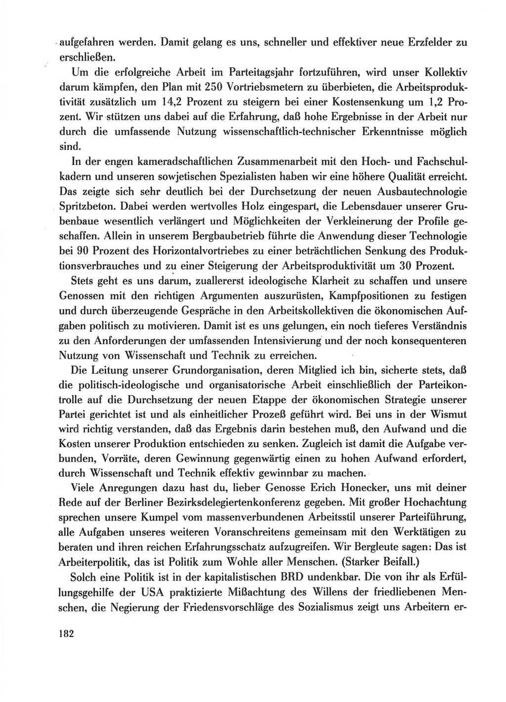 Protokoll der Verhandlungen des Ⅺ. Parteitages der Sozialistischen Einheitspartei Deutschlands (SED) [Deutsche Demokratische Republik (DDR)] 1986, Seite 182