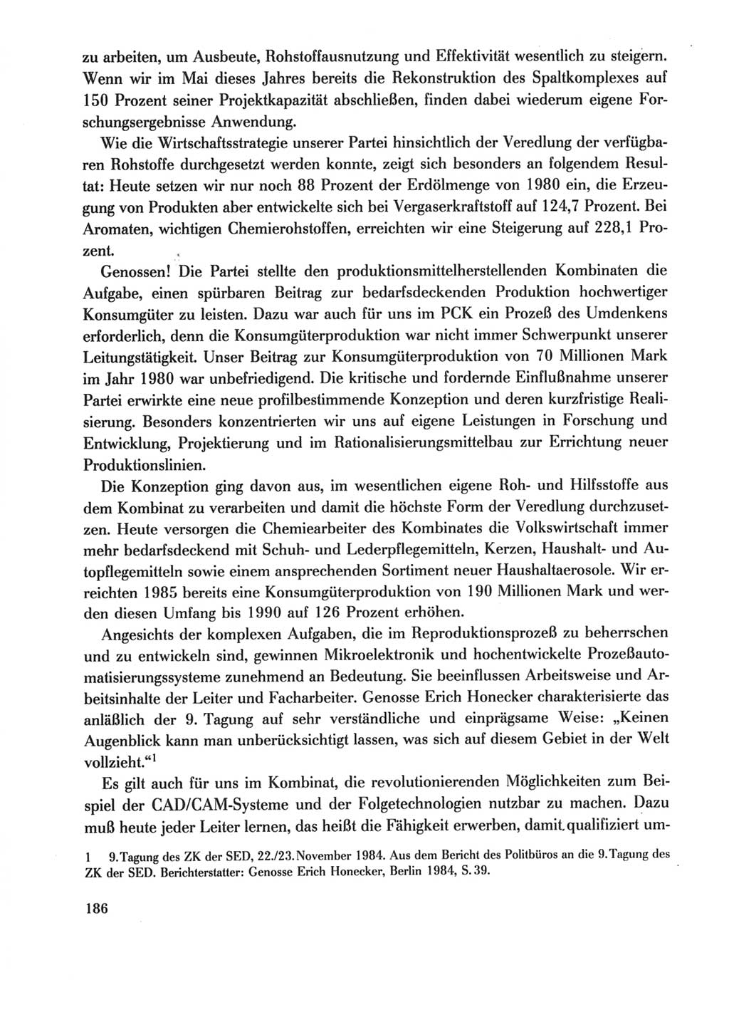 Protokoll der Verhandlungen des Ⅺ. Parteitages der Sozialistischen Einheitspartei Deutschlands (SED) [Deutsche Demokratische Republik (DDR)] 1986, Seite 186