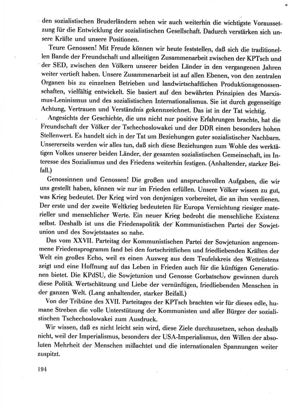 Protokoll der Verhandlungen des Ⅺ. Parteitages der Sozialistischen Einheitspartei Deutschlands (SED) [Deutsche Demokratische Republik (DDR)] 1986, Seite 194