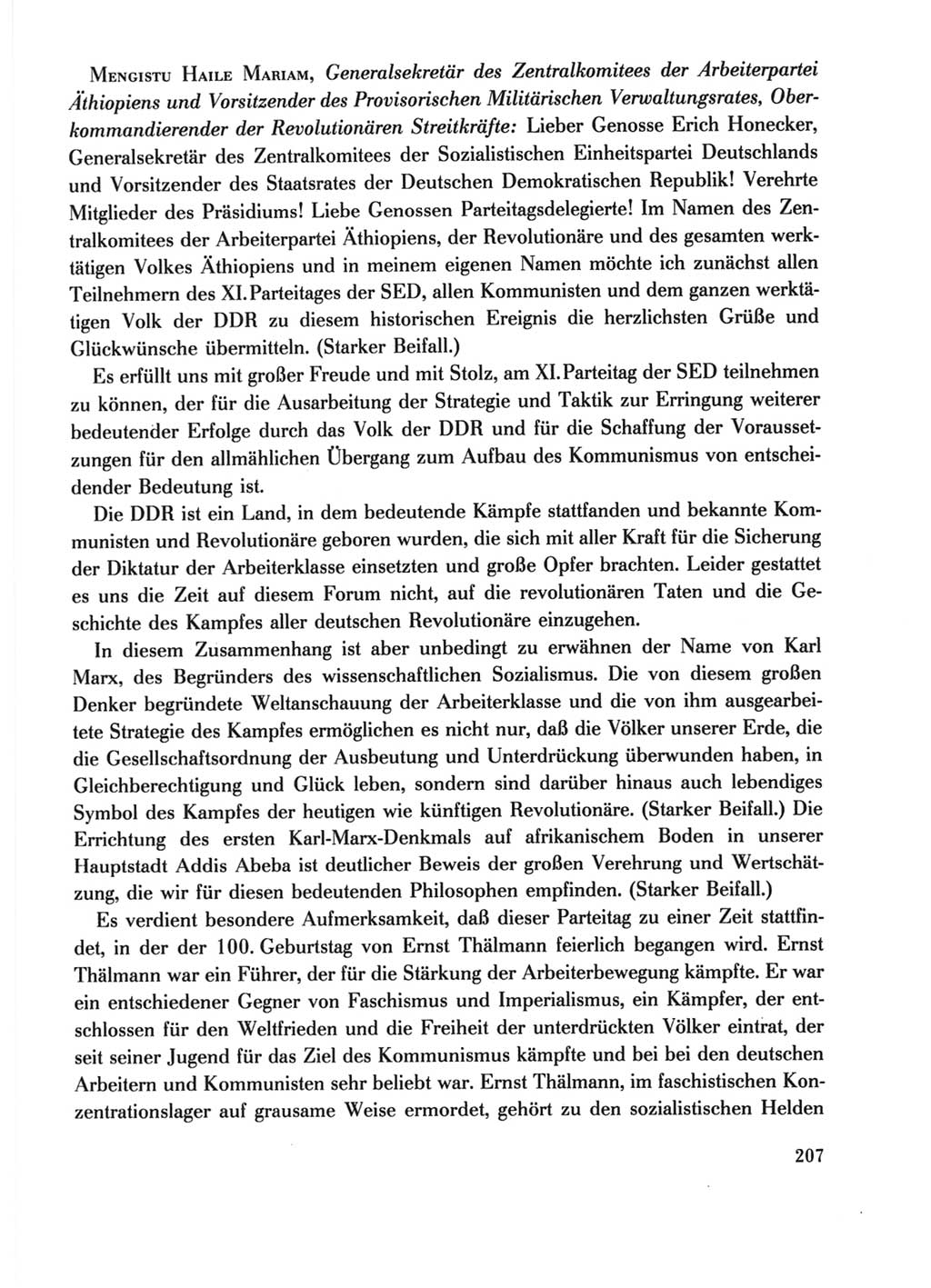 Protokoll der Verhandlungen des Ⅺ. Parteitages der Sozialistischen Einheitspartei Deutschlands (SED) [Deutsche Demokratische Republik (DDR)] 1986, Seite 207