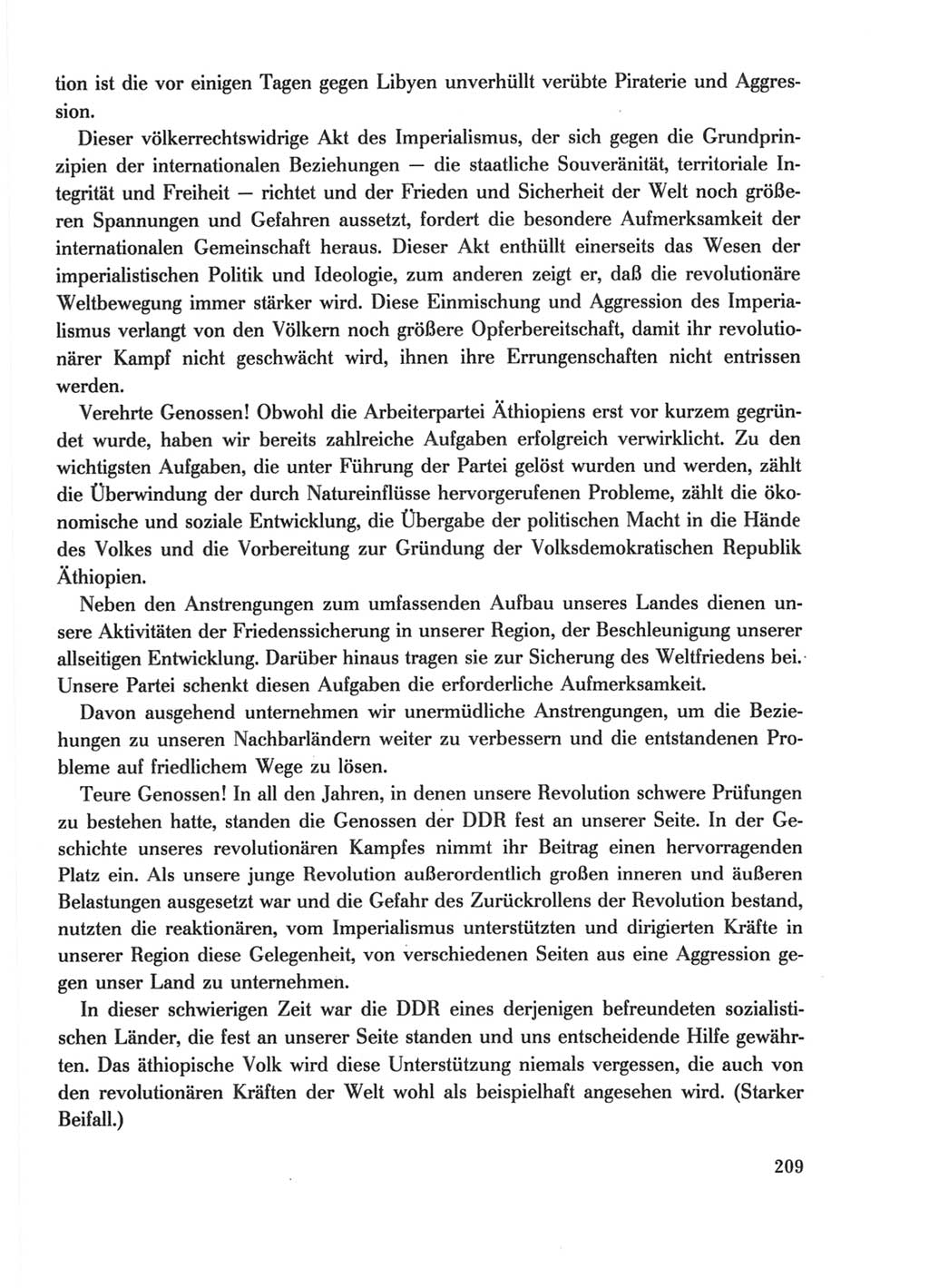 Protokoll der Verhandlungen des Ⅺ. Parteitages der Sozialistischen Einheitspartei Deutschlands (SED) [Deutsche Demokratische Republik (DDR)] 1986, Seite 209