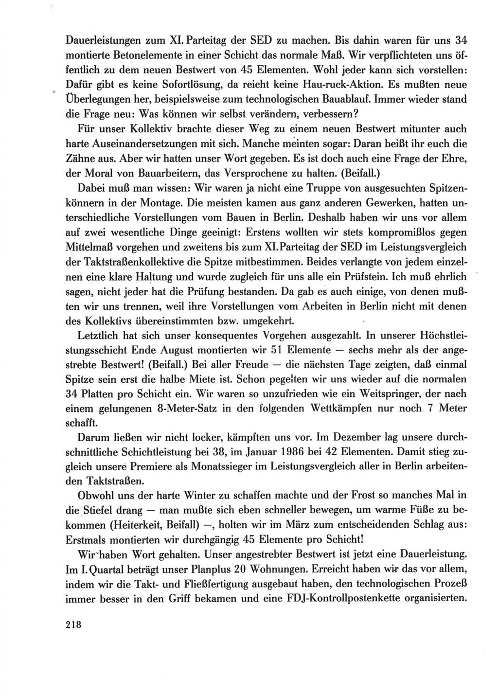 Protokoll der Verhandlungen des Ⅺ. Parteitages der Sozialistischen Einheitspartei Deutschlands (SED) [Deutsche Demokratische Republik (DDR)] 1986, Seite 218