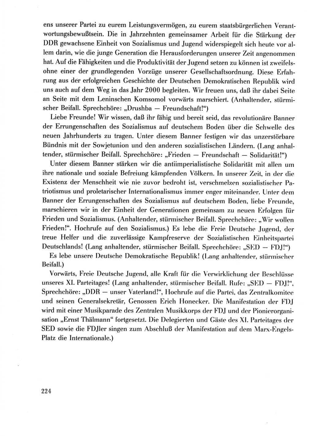 Protokoll der Verhandlungen des Ⅺ. Parteitages der Sozialistischen Einheitspartei Deutschlands (SED) [Deutsche Demokratische Republik (DDR)] 1986, Seite 224